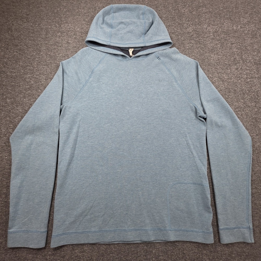 Lululemon Mens Sz M Blue Pima Cotton Hoodie Pullover LongSleeve Athletic Workout